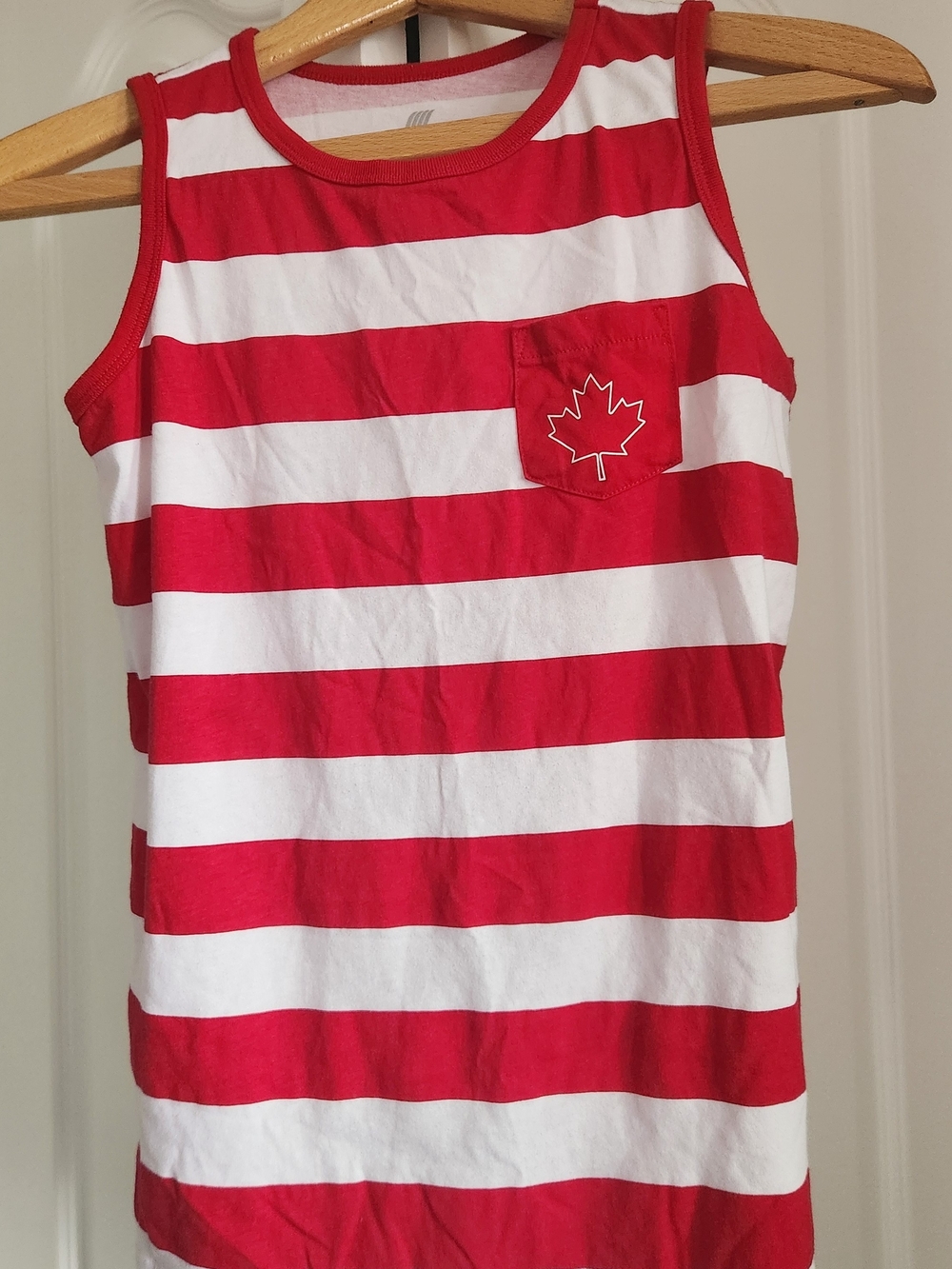 Boys Canada Day Striped Pocket Tank Top - red